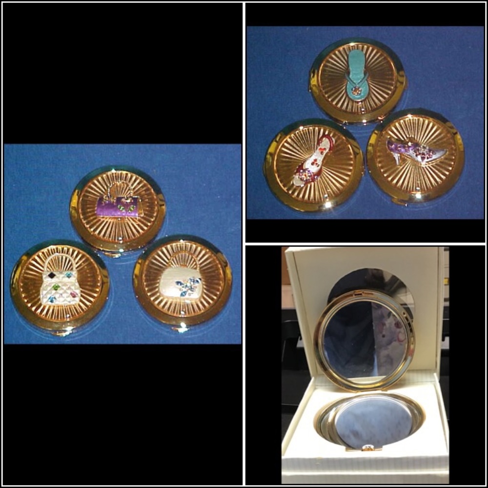 NIB Compact mirror shoes or purses rhinestones